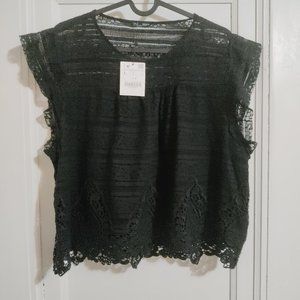 ZARA lace top with ruffle sleeve